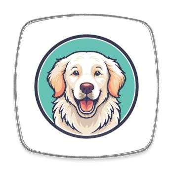 Kuvasz Ungarische Hunderasse Cartoon Kawaii Clipart - Viereckiger Kühlschrankmagnet - Weiß - Vorne