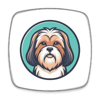 Lhasa Apso Hund Rasse Cartoon Kawaii Clipart Tier - Viereckiger Kühlschrankmagnet - Weiß - Vorne
