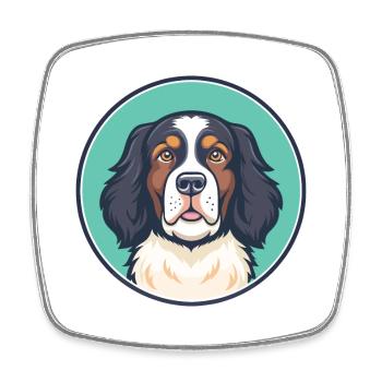 Landseer Chien Race Coloré Dessin animé Kawaii Clipart - Magnet carré - blanc - Devant