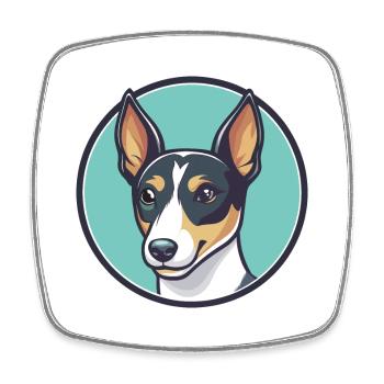 Miniatur Foxterrier Hund Rasse Cartoon Kawaii Haustier - Viereckiger Kühlschrankmagnet - Weiß - Vorne