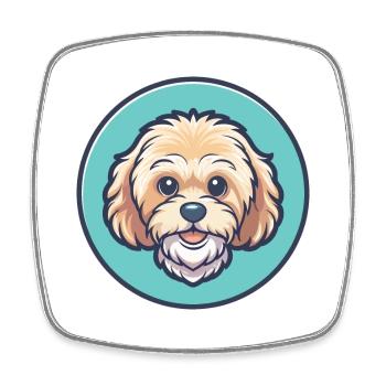 Maltipoo Hunderasse Bunte Karikatur Kawaii Clipart - Viereckiger Kühlschrankmagnet - Weiß - Vorne