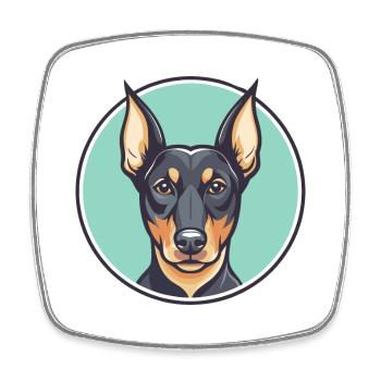 Manchester Terrier Dog Breed Cartoon Kawaii - Square fridge magnet - white - Front