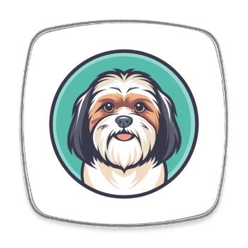 Maltais Shih Tzu Chien Race Dessin animé Kawaii Clipart - Magnet carré - blanc - Devant