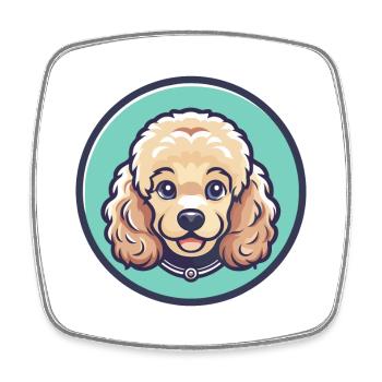 caniche miniature chien race dessin animé Kawaii Clipart - Magnet carré - blanc - Devant