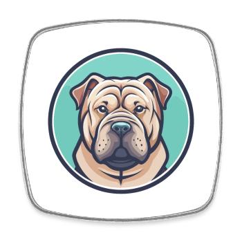 Miniatur Shar Pei Hunderasse Karikatur Kawaii - Viereckiger Kühlschrankmagnet - Weiß - Vorne