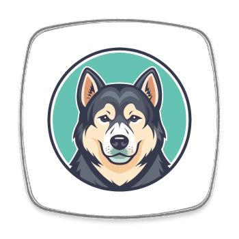 Milieu Asiatique Ovtcharka Chien Race Dessin Animé Kawaii - Magnet carré - blanc - Devant
