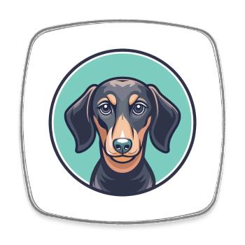 Miniature Dachshund Dog Breed Funny Cartoon Kawaii - Square fridge magnet - white - Front