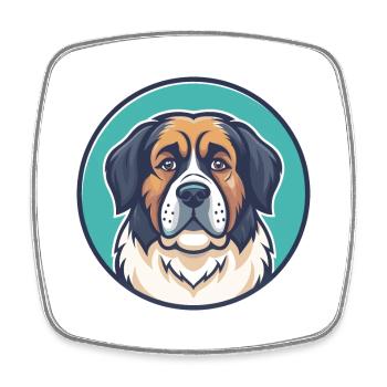 Moskau Wachhund Hunderasse Cartoon Kawaii Clipart - Viereckiger Kühlschrankmagnet - Weiß - Vorne