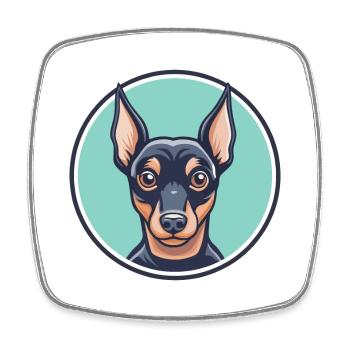 Miniature Pinscher Chien Race Dessin Animé Kawaii - Magnet carré - blanc - Devant