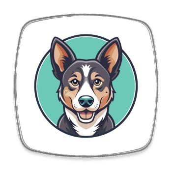Mischling Hund Rasse Cartoon Figur Kawaii Clipart - Viereckiger Kühlschrankmagnet - Weiß - Vorne