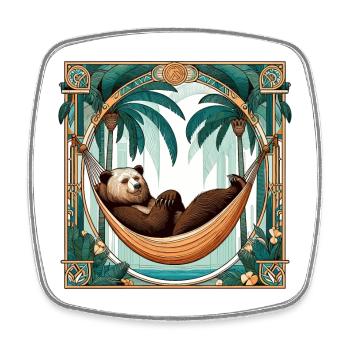 Pension de retraite Ours Retraité Palmiers Cadeau - Magnet carré - blanc - Devant