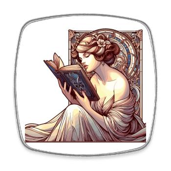 Woman Reading Browsing Book Books Gift - Square fridge magnet - white - Front