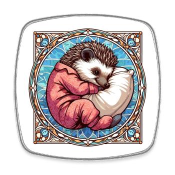 Hérisson Sleeping Passion Cadeau - Magnet carré - blanc - Devant