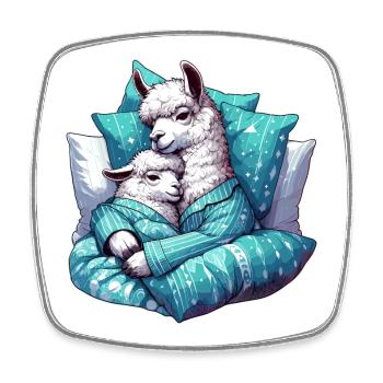 Snuggle Llama Llamas Gift - Square fridge magnet - white - Front