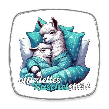 Offizielles Kuschelshirt Lama Lamas Geschenk - Viereckiger Kühlschrankmagnet - Weiß - Vorne
