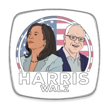 Wahl von Harris Walz - Viereckiger Kühlschrankmagnet - Weiß - Vorne