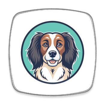 Nederlandse Kooikerhondje Race de chien Dessin animé Kawaii - Magnet carré - blanc - Devant