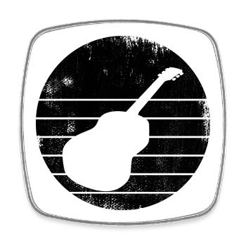 Guitare - Magnet carré - blanc - Devant