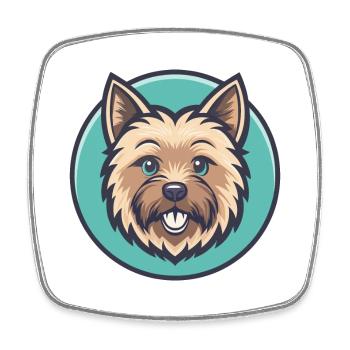Norwich Terrier Dog Breed Cartoon Kawaii Clipart - Square fridge magnet - white - Front