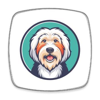 Vieux chien de berger anglais chien race dessin animé Kawaii animal de compagnie - Magnet carré - blanc - Devant
