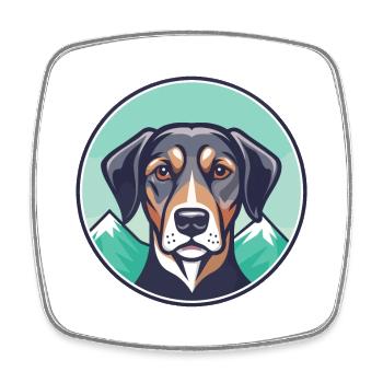 Mountain Cur Hund Rasse Cartoon Kawaii Clipart Haustier - Viereckiger Kühlschrankmagnet - Weiß - Vorne
