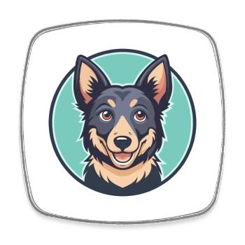 Mudi Chien Race Dessin Animé Kawaii Clipart Illustration - Magnet carré - blanc - Devant