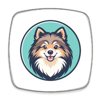 Nordic Spitz Dog Breed Cartoon Kawaii Clipart Pet - Square fridge magnet - white - Front