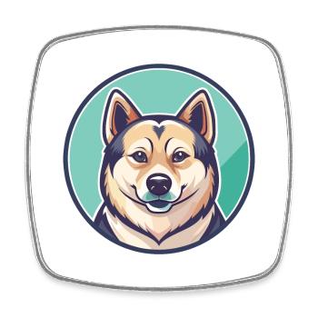 Norvégien Buhund Chien Race Dessin animé Kawaii Clipart - Magnet carré - blanc - Devant