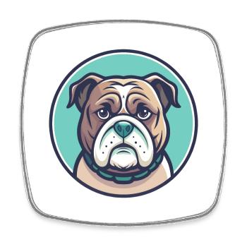 Vieux bouledogue anglais chien race drôle dessin animé Kawaii - Magnet carré - blanc - Devant