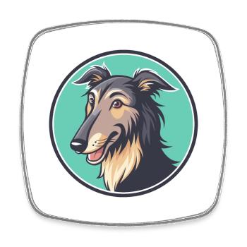 Pampas Deerhound Dog Breed Cartoon Kawaii Clipart - Square fridge magnet - white - Front