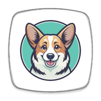 Pembroke Welsh Corgi Chien Race Dessin animé Kawaii Pet - Magnet carré - blanc - Devant