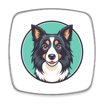 Patagonian Sheepdog Dog Breed Funny Cartoon Kawaii - Square fridge magnet - white - Front