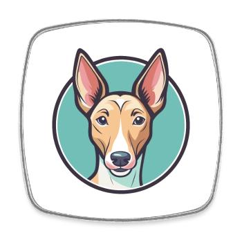 Podenco Canario Dog Breed Cartoon Kawaii Clipart - Square fridge magnet - white - Front
