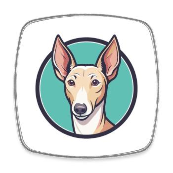 Podenco Valenciano Race Chien Dessin animé Kawaii - Magnet carré - blanc - Devant
