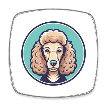 Caniche chien race dessin animé Kawaii Clipart animal de compagnie - Magnet carré - blanc - Devant