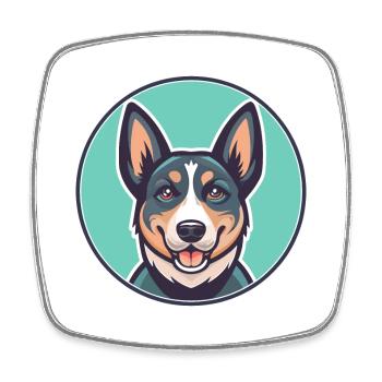 Chien de bétail portugais Race Dessin animé Kawaii Clipart - Magnet carré - blanc - Devant