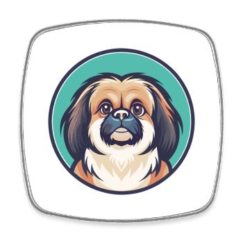 Chien pékinois race dessin animé Kawaii Clipart Animal - Magnet carré - blanc - Devant