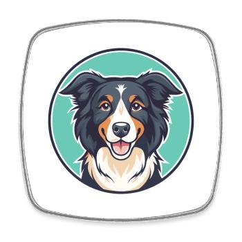 Picardie Schäferhund Hund Rasse Cartoon Kawaii Clipart - Viereckiger Kühlschrankmagnet - Weiß - Vorne