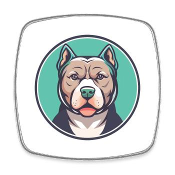 Pitbull Chien Race Dessin Animé Personnage Kawaii Clipart - Magnet carré - blanc - Devant