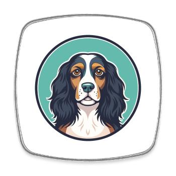 Picardie Spaniel Hund Rasse Cartoon Kawaii Clipart - Viereckiger Kühlschrankmagnet - Weiß - Vorne