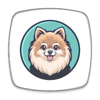 Pommersche Hunderasse Cartoon Kawaii Clipart Tier - Viereckiger Kühlschrankmagnet - Weiß - Vorne