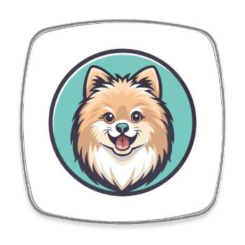 Pommersche Spitz Hunderasse Cartoon Kawaii Clipart - Viereckiger Kühlschrankmagnet - Weiß - Vorne
