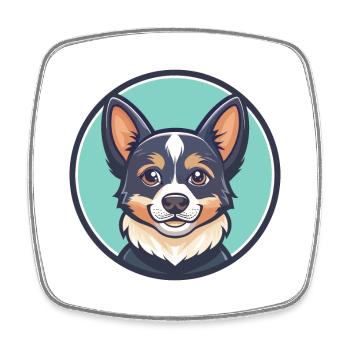 Porcelaine Chien Race Dessin Animé Kawaii Clipart Animal - Magnet carré - blanc - Devant