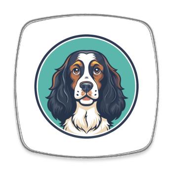 Pont Audemer Spaniel Dog Breed Cartoon Kawaii Pet - Square fridge magnet - white - Front