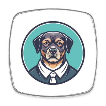 Chien de garde portugais race chien drôle dessin animé Kawaii - Magnet carré - blanc - Devant