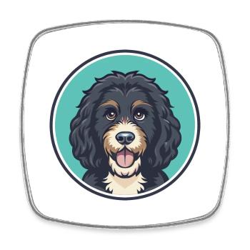 Portuguese Water Dog Breed Cartoon Kawaii Clipart - Square fridge magnet - white - Front