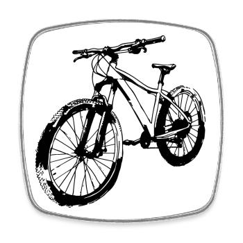 Dessin cycliste - Magnet carré - blanc - Devant