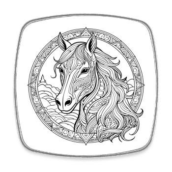 Majestic Mandala Horse - Square fridge magnet - white - Front