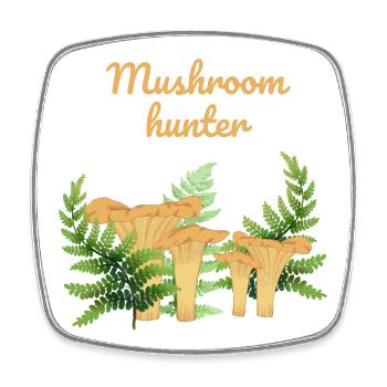 Mushroom hunter - Square fridge magnet - white - Front