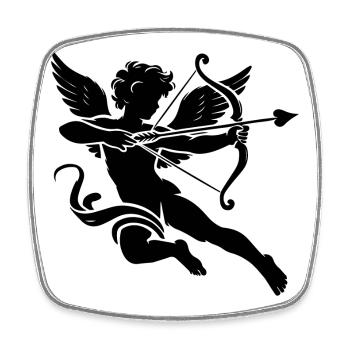 classic Cupid shooting his love arrows - Square fridge magnet - white - Front